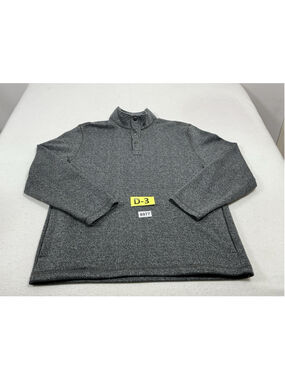 Mens Excellent GH Bass & Co Pullover Sweater XXL Black 1/4 Snap Lined Heavy